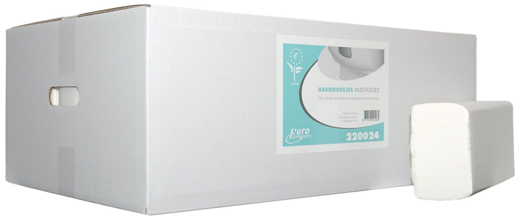 Handdoekpapier 2 laags Multifold (C-vouw) doos à 25 x150 stuks doos