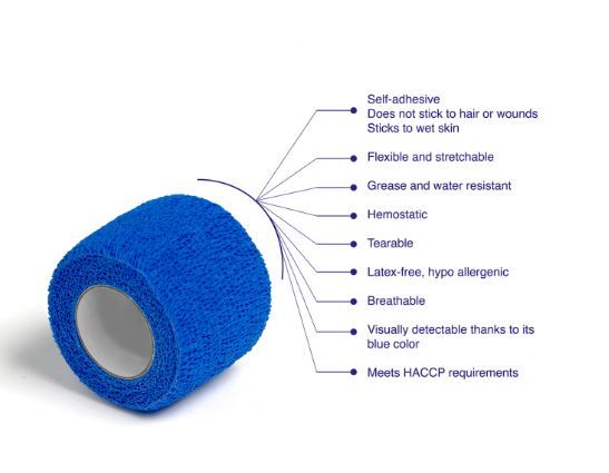 Detectaplast cohesive bandage 5 cm x 4,5 meter blauw