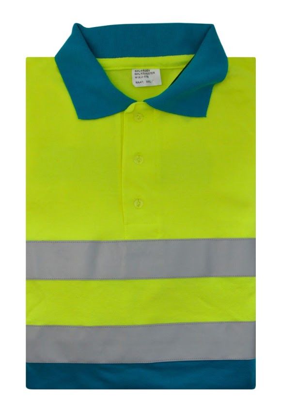 EHBO Poloshirt met striping Geel-Blauw 