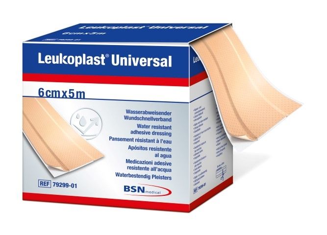 Leukoplast universal waterbestendige pleister 6 cm x 5 meter