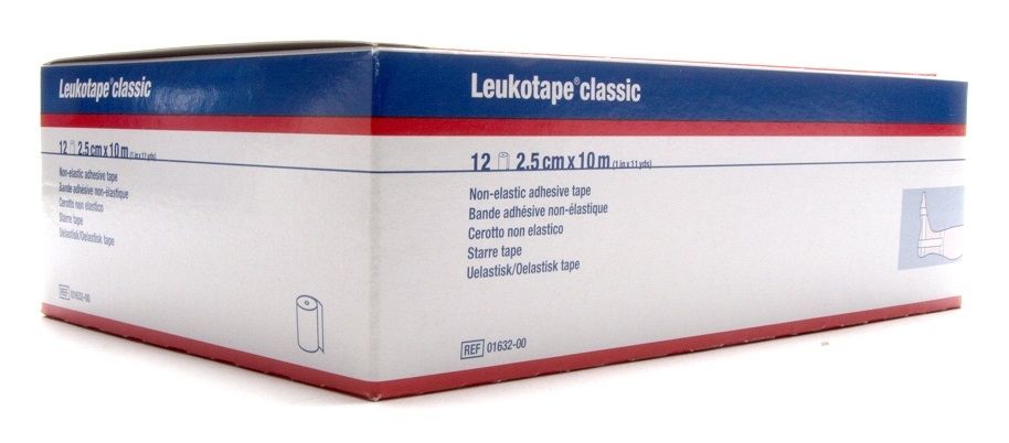 Leukotape classic sporttape 2,5 cm x 10 meter doos à 12 stuks wit