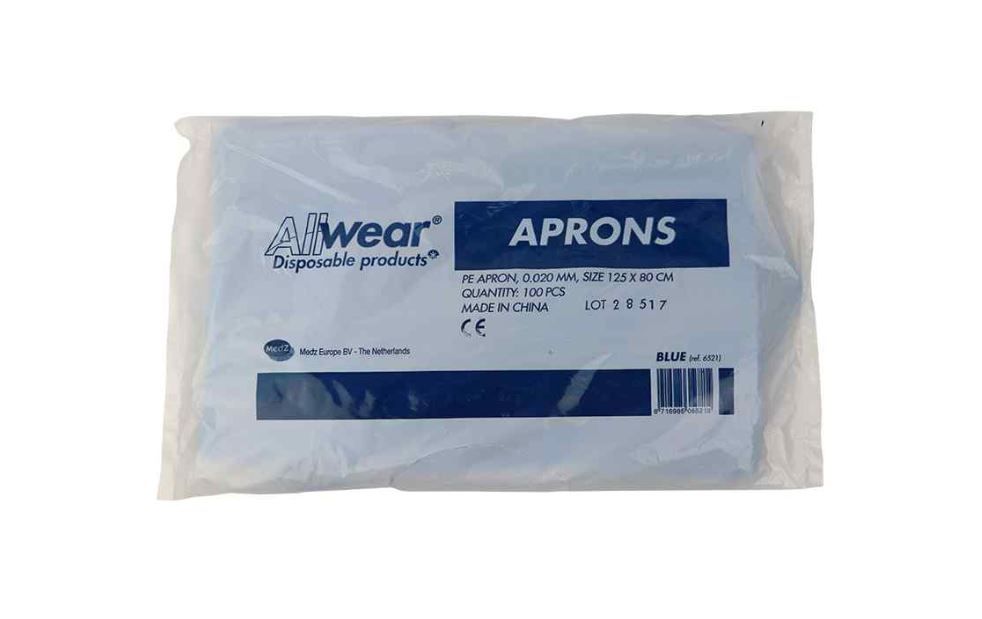 Schort PE 80 x 125 à 100 stuks blauw - 20mµ