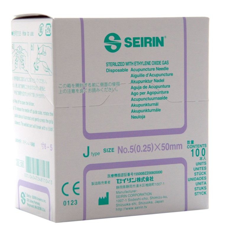 Seirin naalden type J 0,25 mm x 50 mm à 100 stuks